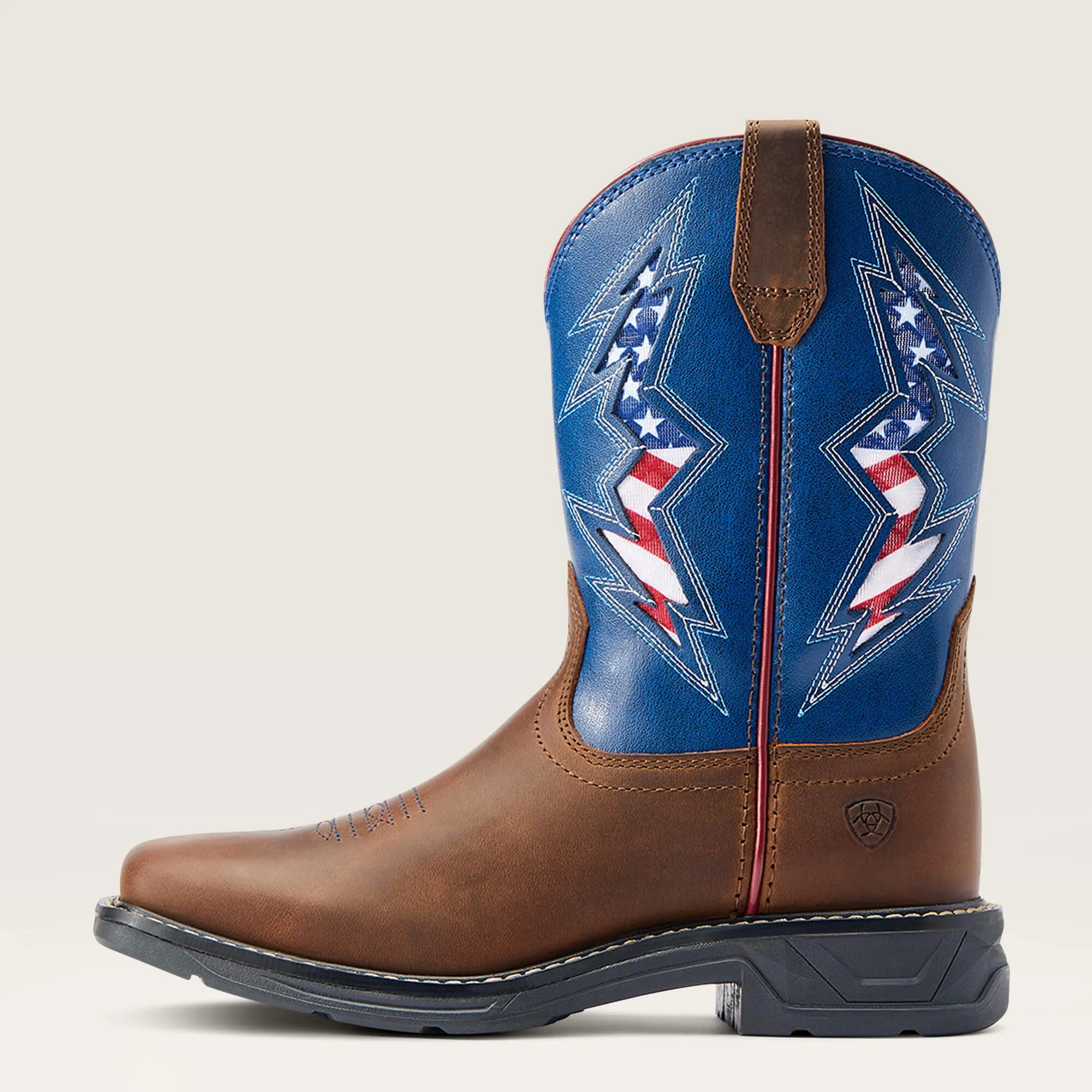 Ariat Kid's Work Hog XT Venttek Boot - Bolt Distressed Tan/Ole Blue