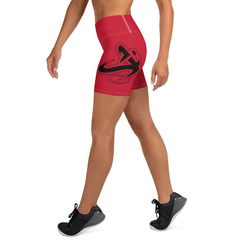Athletic Apparatus Red Black Logo White stitch Yoga Shorts