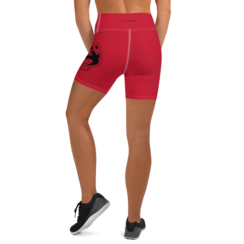 Athletic Apparatus Red Black Logo White stitch Yoga Shorts