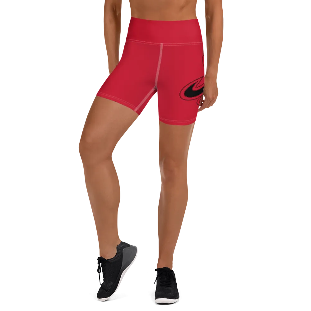 Athletic Apparatus Red Black Logo White stitch Yoga Shorts
