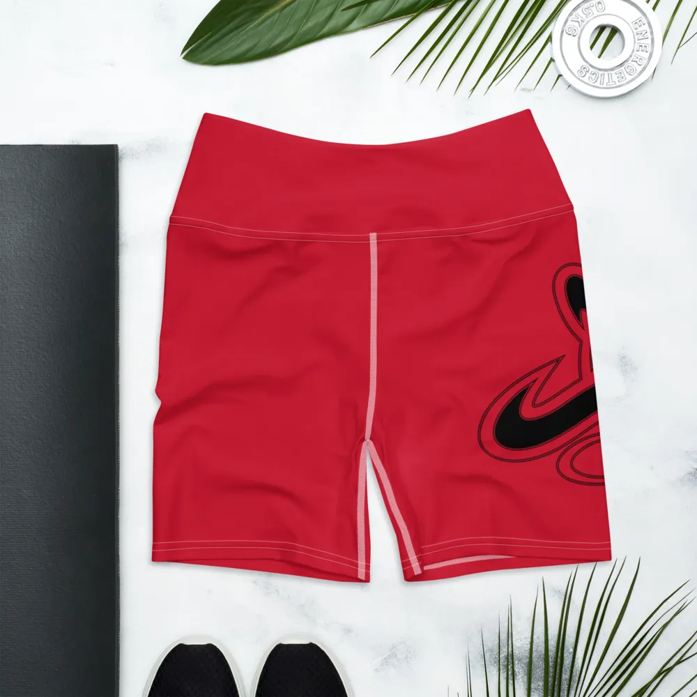 Athletic Apparatus Red Black Logo White stitch Yoga Shorts