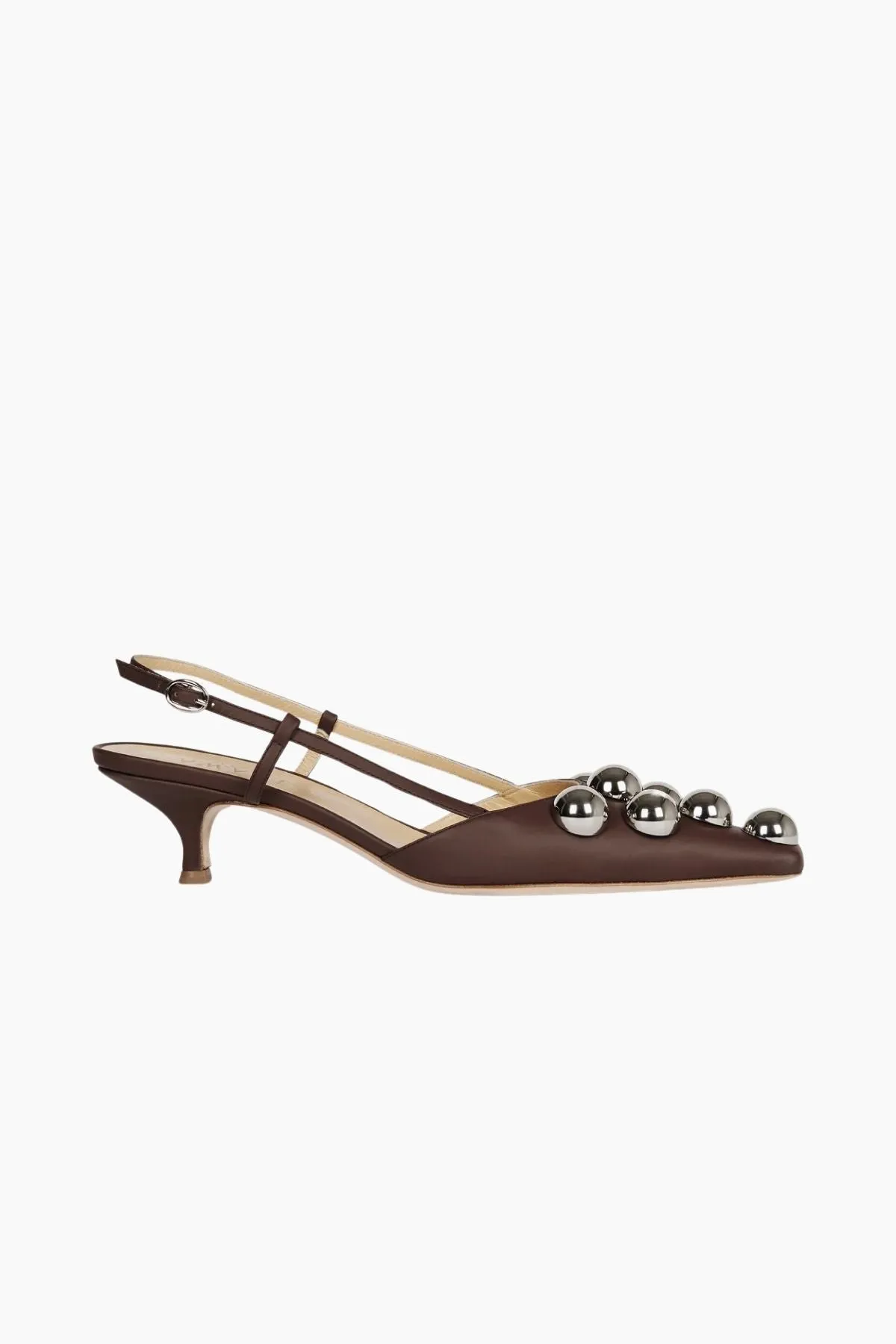 A.W.A.K.E. Mode Rita Kitten Heel Silver Embellishments - Brown