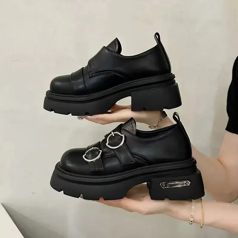 binfenxie  -  Women Platform Vintage Shoes Black Oxford Shoes Autumn Brown PU Leather Loafers Women Fashion Female Thick Sole Shoes