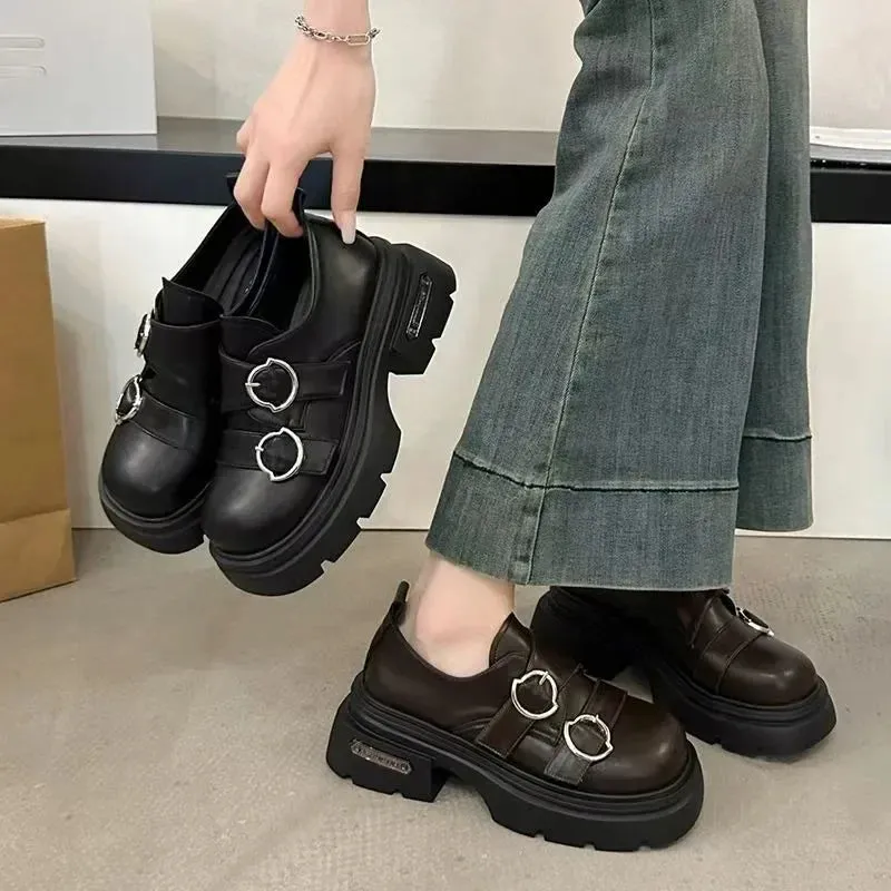 binfenxie  -  Women Platform Vintage Shoes Black Oxford Shoes Autumn Brown PU Leather Loafers Women Fashion Female Thick Sole Shoes