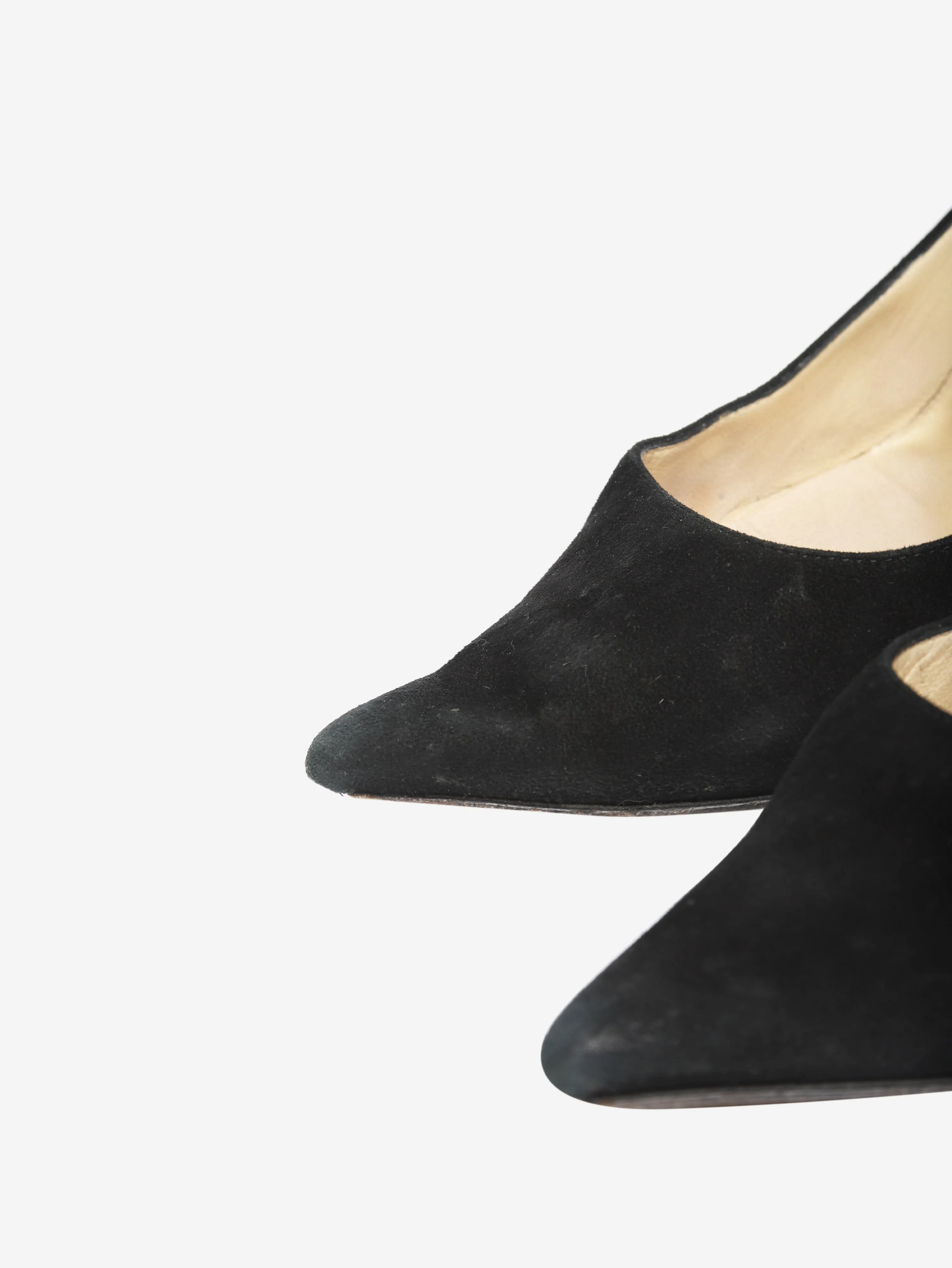 Black pointed-toe suede pumps - size EU 38