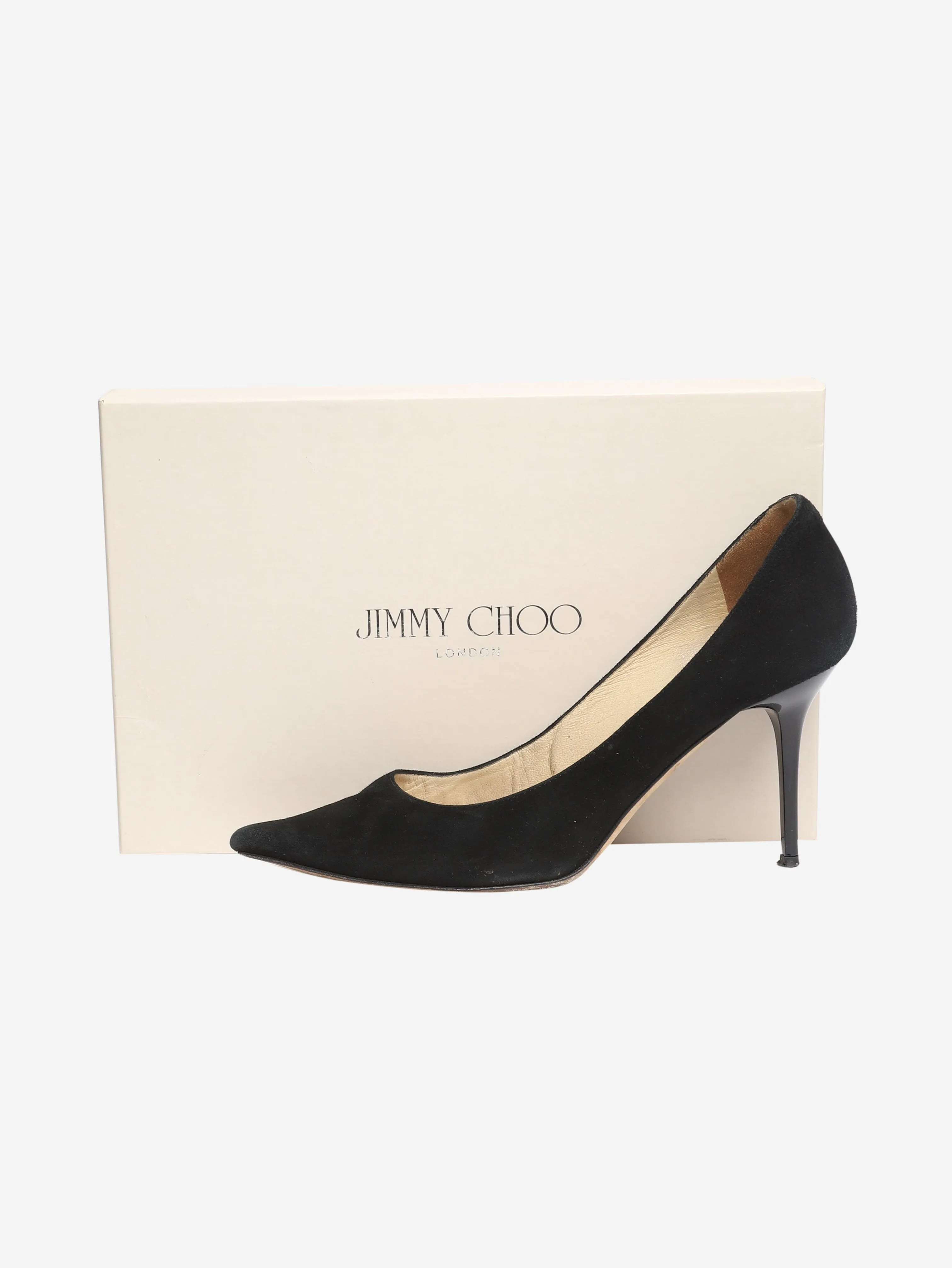 Black pointed-toe suede pumps - size EU 38