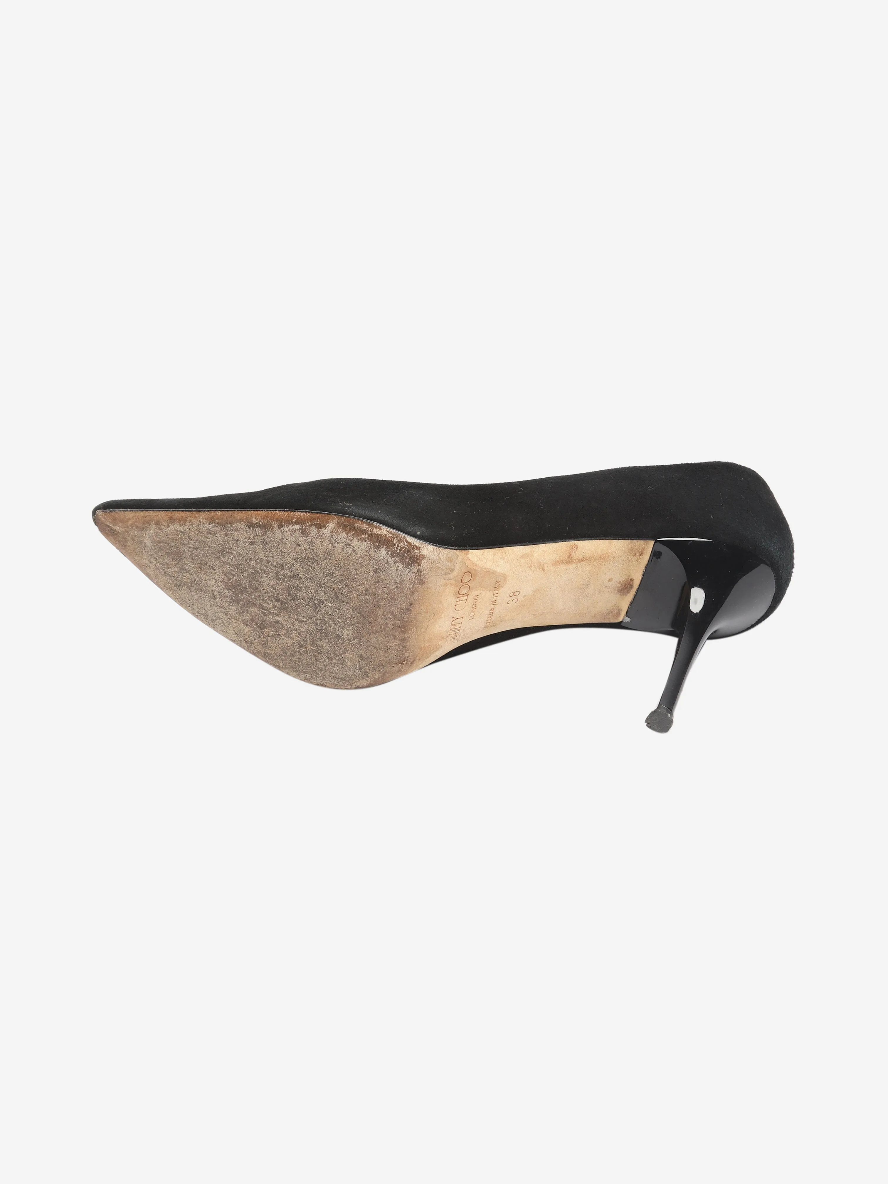 Black pointed-toe suede pumps - size EU 38