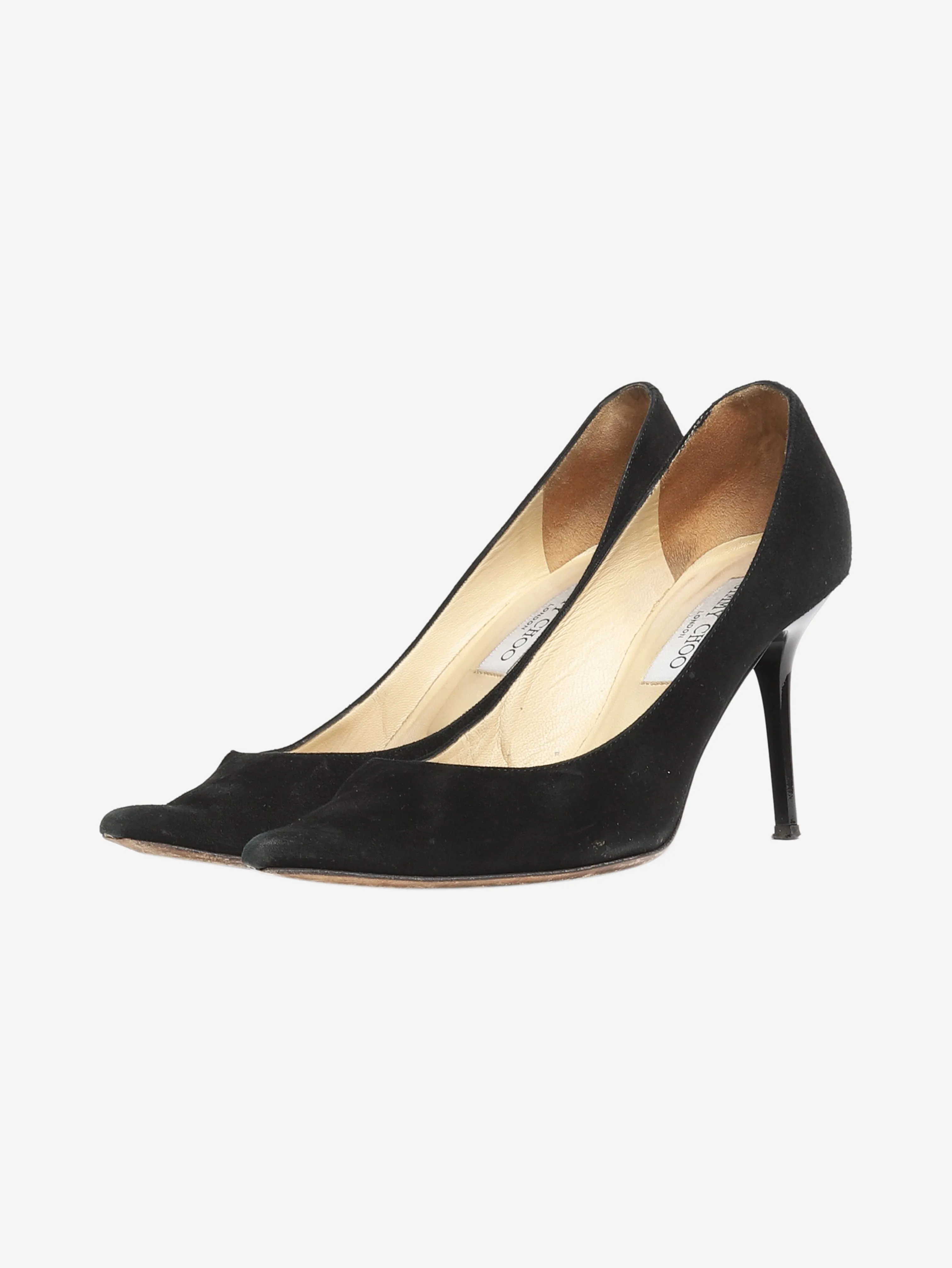 Black pointed-toe suede pumps - size EU 38