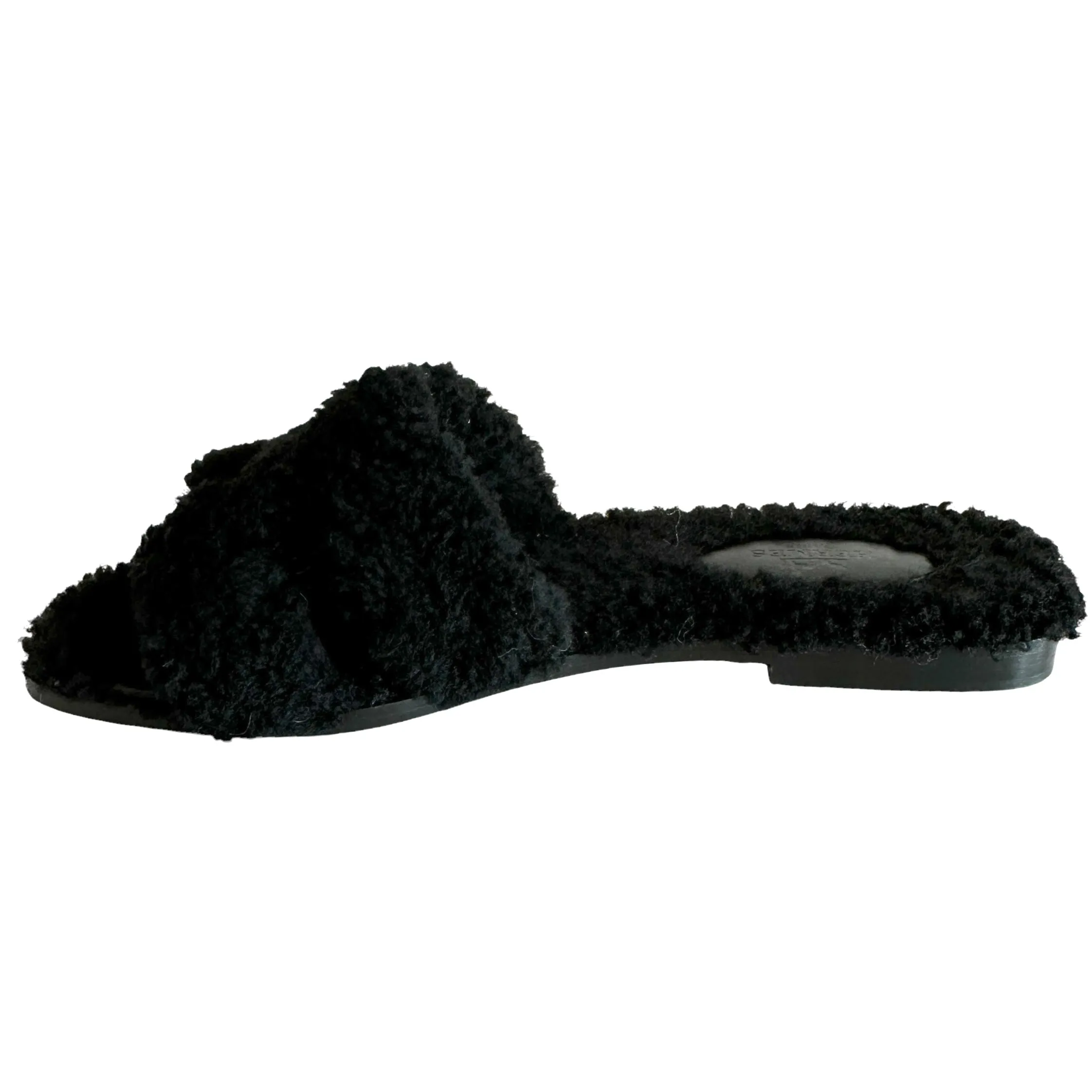 Black Shearling Oran Sandals - 8