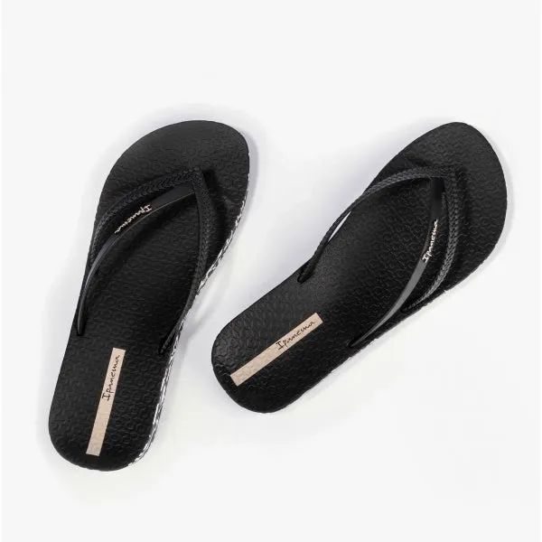 BOSSA SOFT Ladies Platform Vegan Flip-Flops Black Print