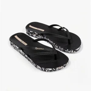 BOSSA SOFT Ladies Platform Vegan Flip-Flops Black Print