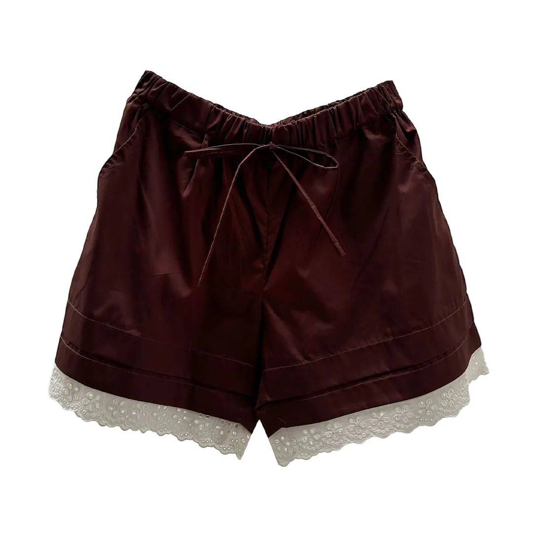 BRODERIE SHORTS - BORDEAUX
