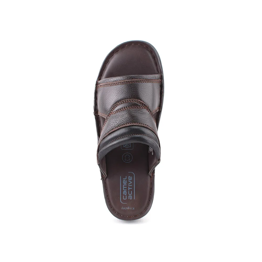 camel active Leather Large Front Strap Sandals  Men Coffee KINGLEY-892411-FF2SV-33