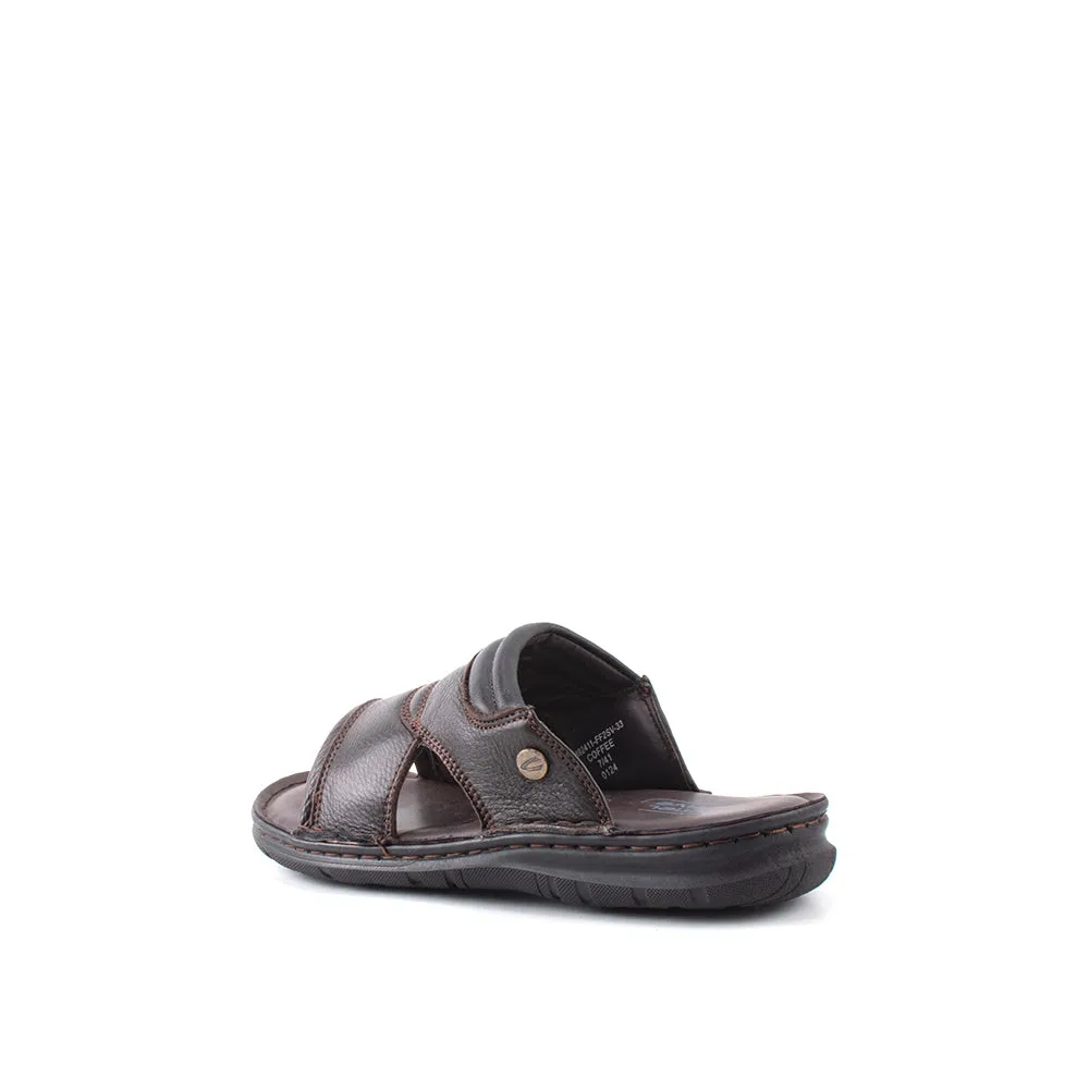 camel active Leather Large Front Strap Sandals  Men Coffee KINGLEY-892411-FF2SV-33