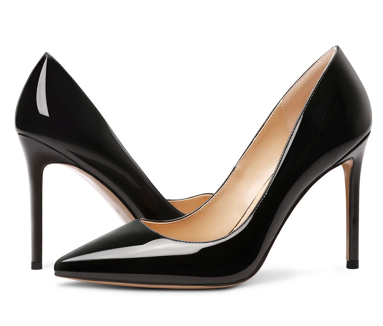 CASTAMERE Womens Basic High Heels Pumps Slip On Pointy Toe Stilettos 10CM Heel