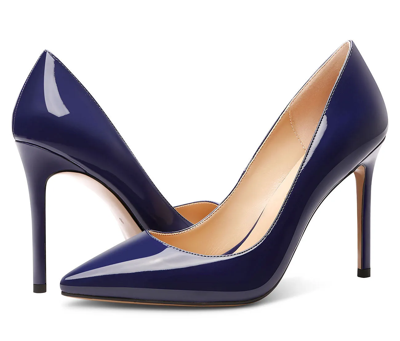 CASTAMERE Womens Basic High Heels Pumps Slip On Pointy Toe Stilettos 10CM Heel
