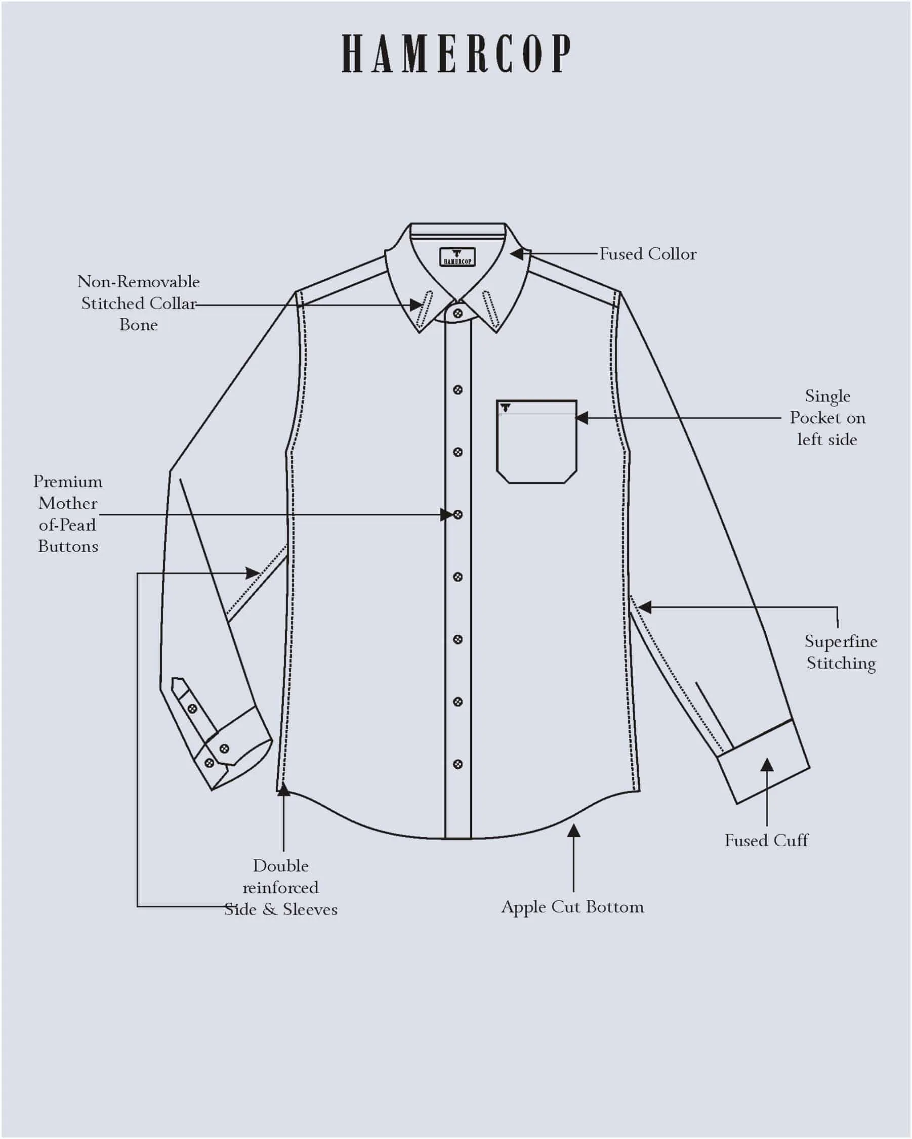 Ceniza SkyBlue With White Broad Stripe Oxford Cotton Shirt