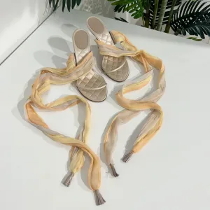Chanel Chiffon Ankle Tie Heels