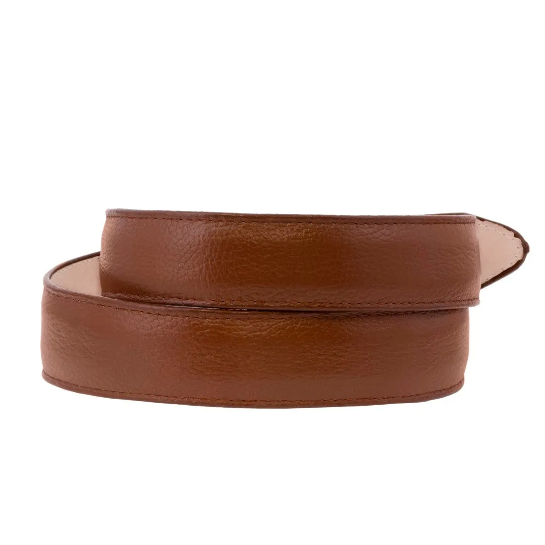 Chedron Western Cowboy Belt Solid Grain Leather - Silver Buckle