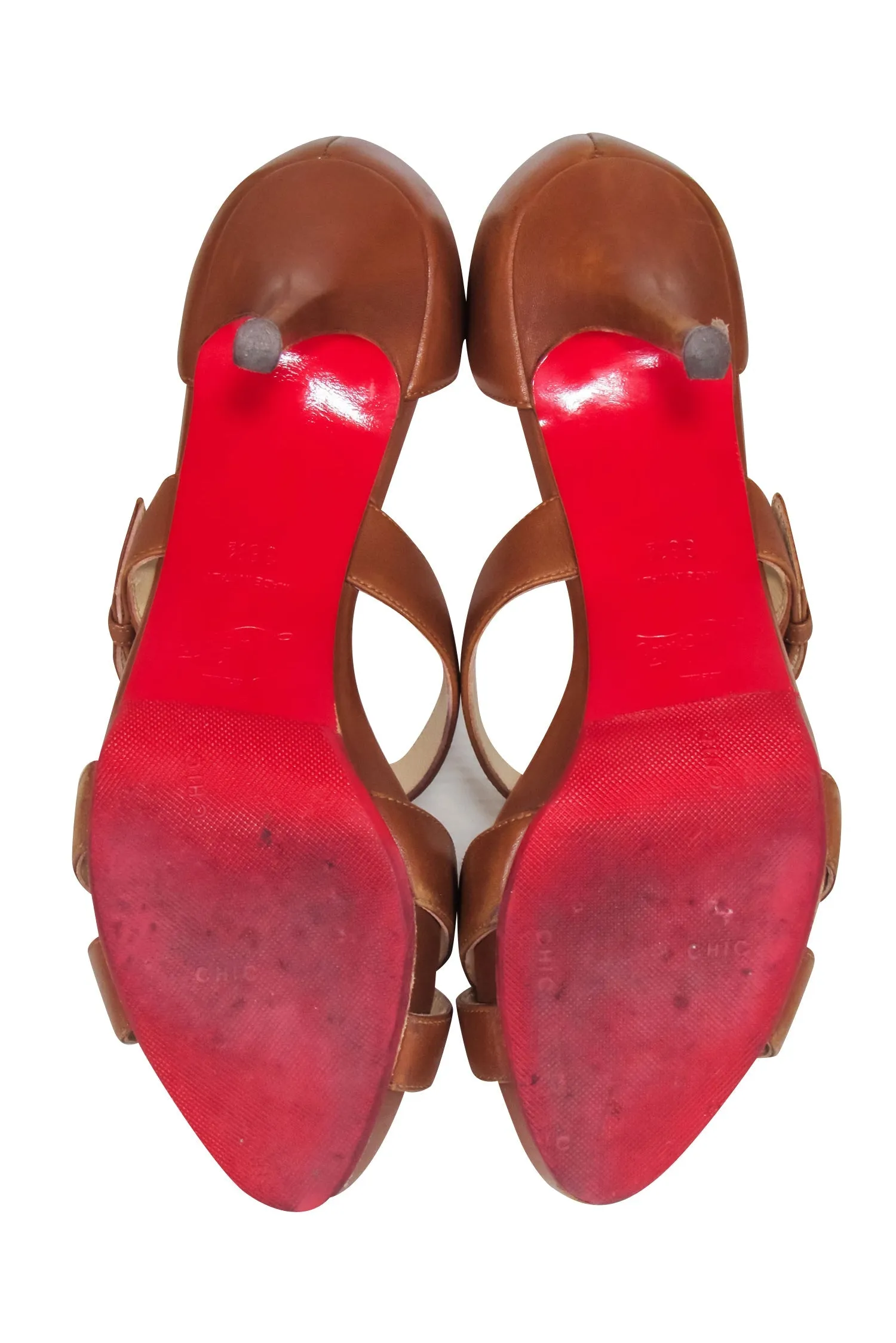 Christian Louboutin - Cognac "Atalanta 85 Calf Zip" Sz 6.5
