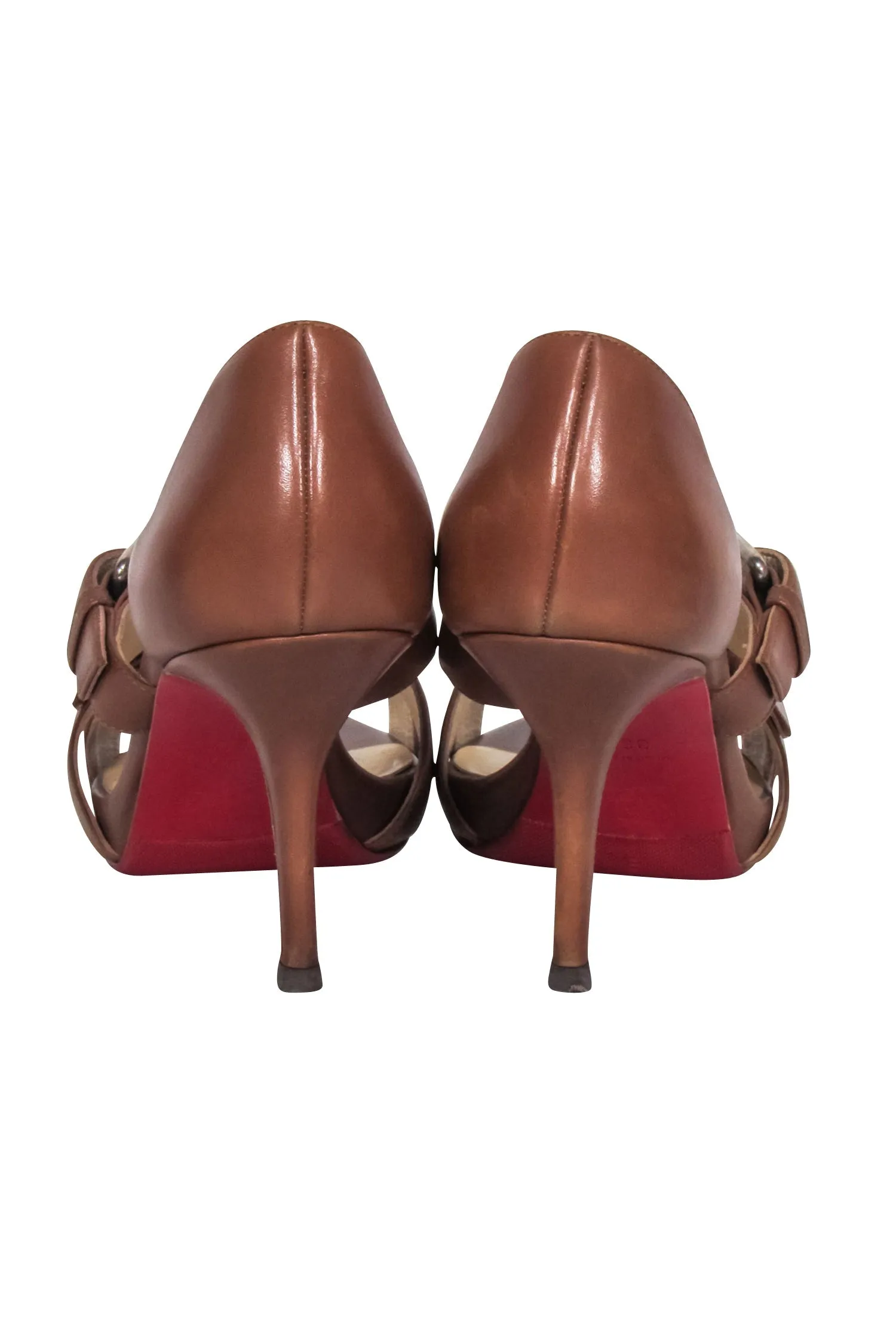 Christian Louboutin - Cognac "Atalanta 85 Calf Zip" Sz 6.5
