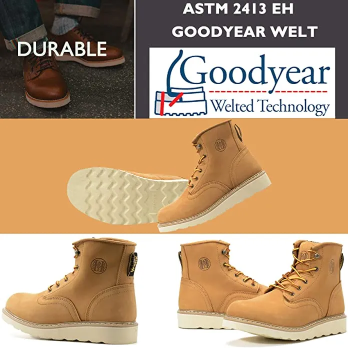 CK306 - 6'' Non-slip Water Resistant Safety Boots Soft Toe -Yellow/Eva Sole