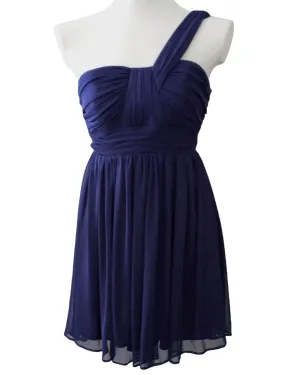 Cool Winter Navy One-Shoulder Skater Dress