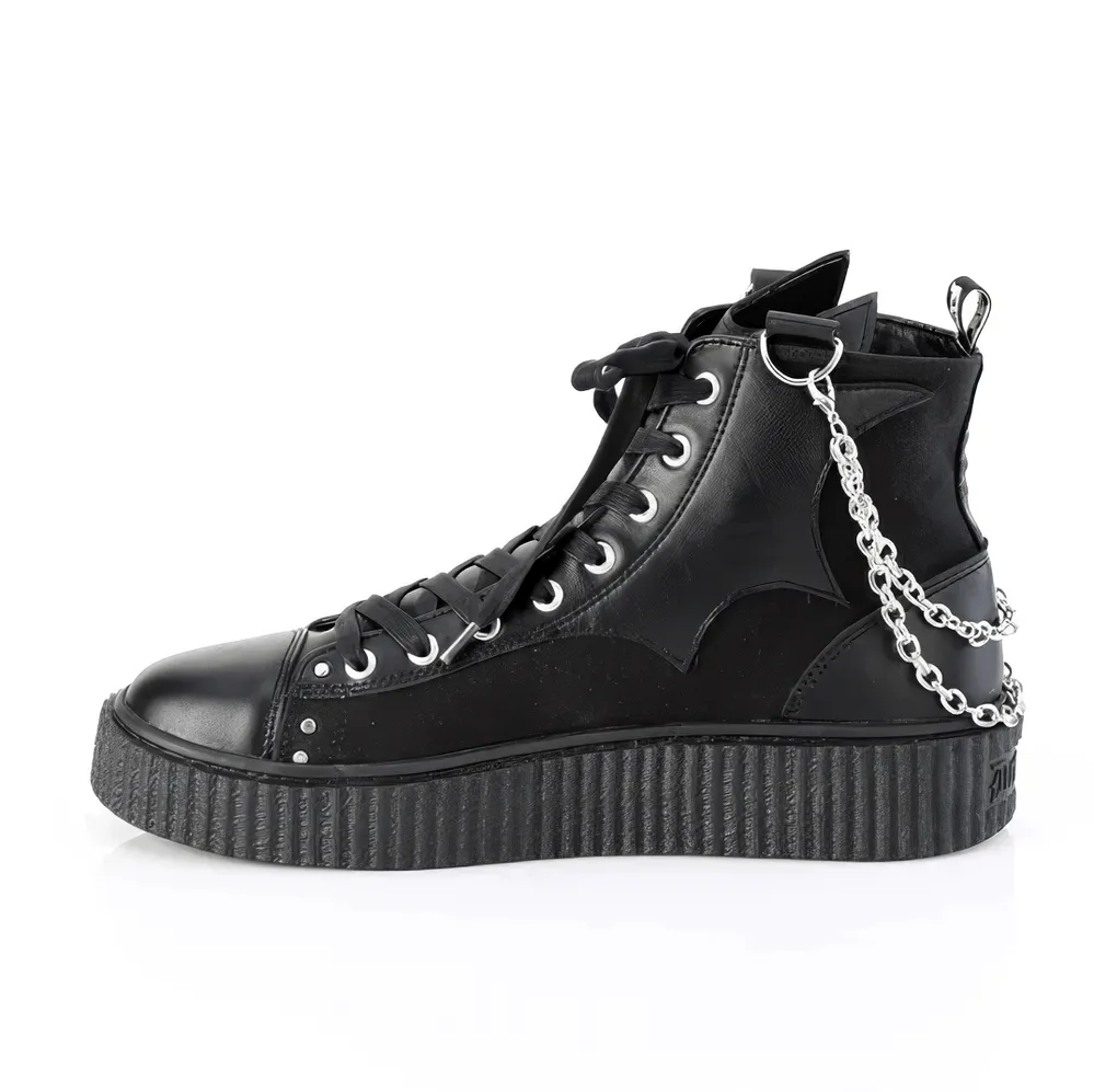 DEMONIA Gothic High-Top Sneakers with Bat Details
