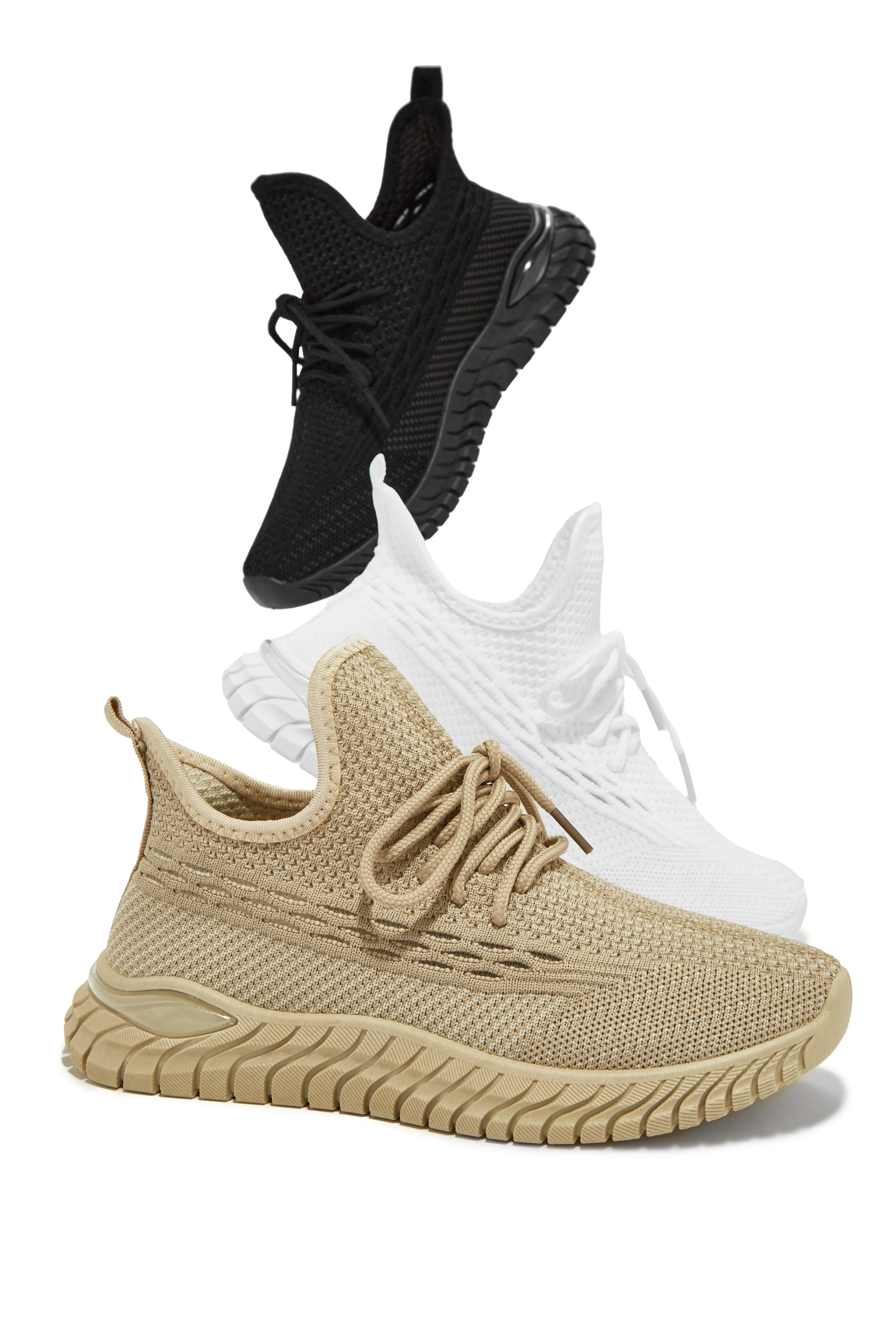 Determined Lace Up Sneakers - Nude