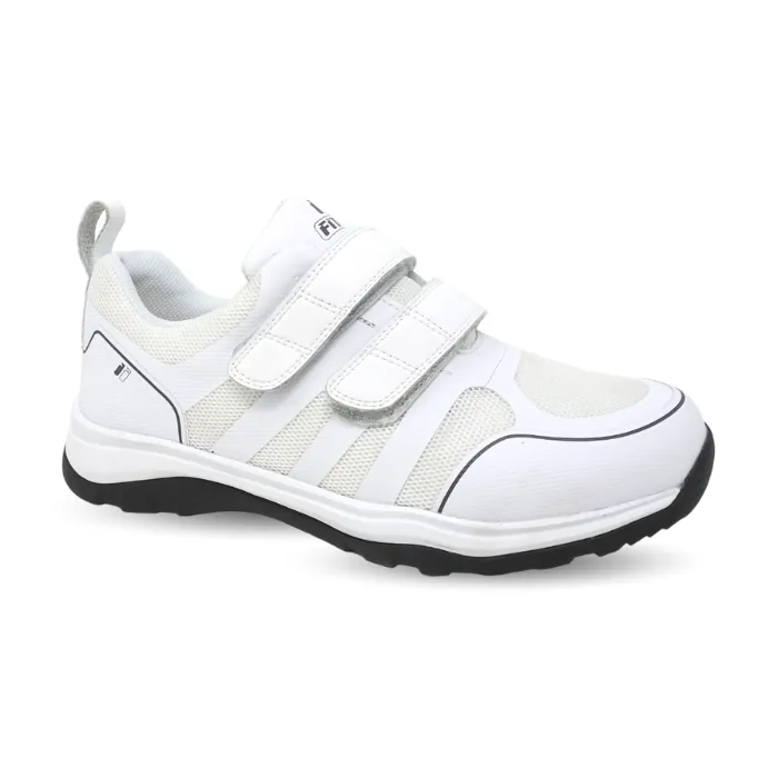 FITec 9731-3V White - Men's Double Straps Walking Shoes with Slip Resistant Soles