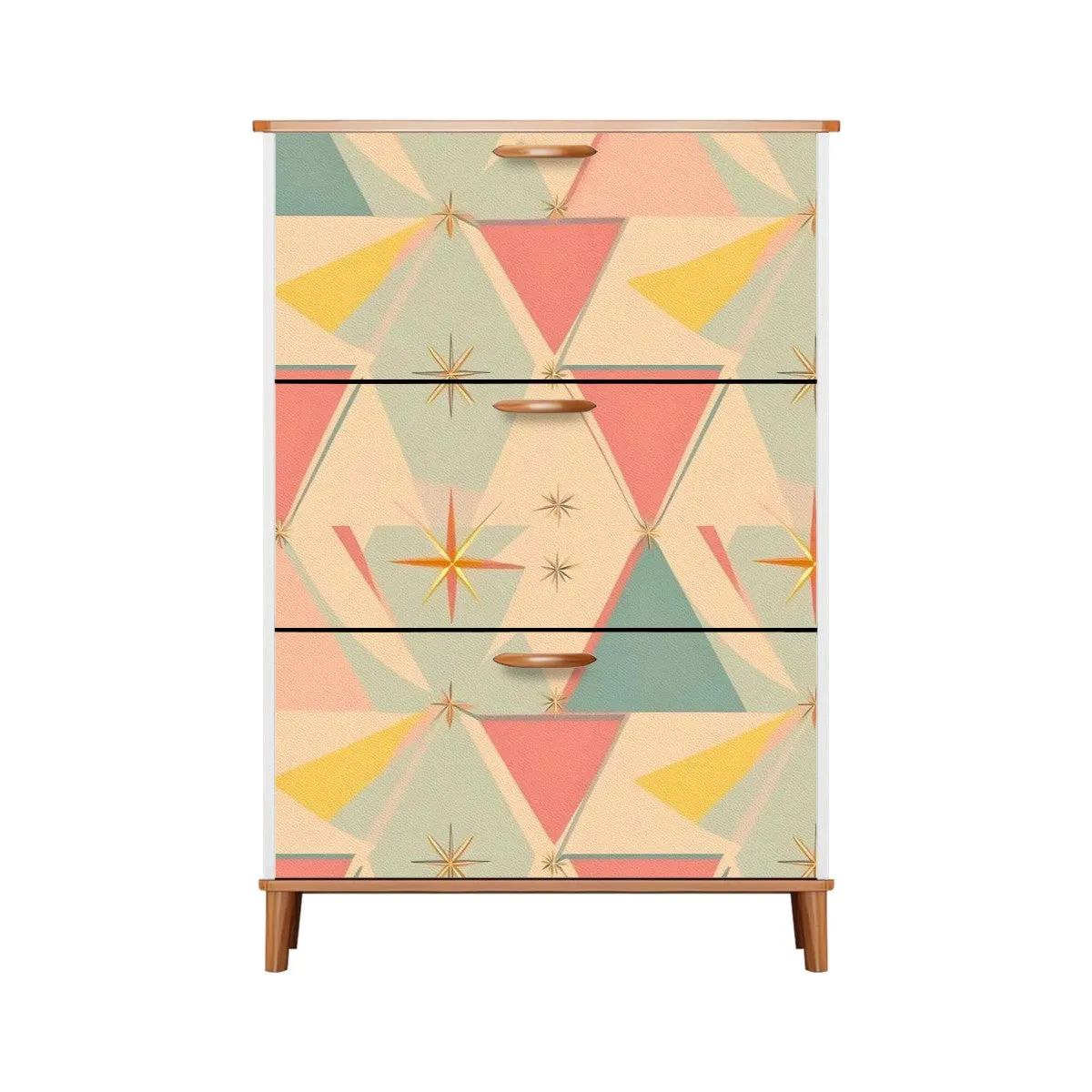 Franciscan Starburst Vintage 50s Pattern Mid Century Modern Shoe Cabinet