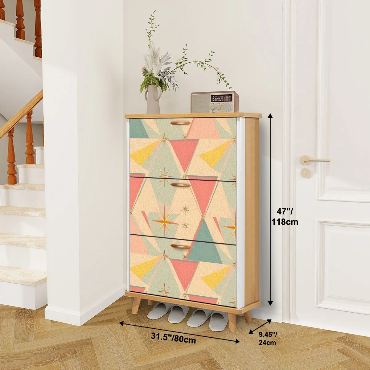 Franciscan Starburst Vintage 50s Pattern Mid Century Modern Shoe Cabinet