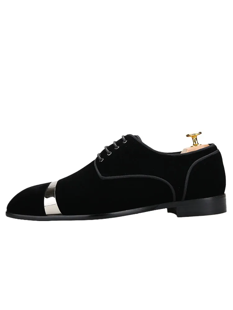 Hot-selling European and American lace-up square-toe loafers red outsole yuppie-style velvet Oxford shoes for men with breathable leather lining