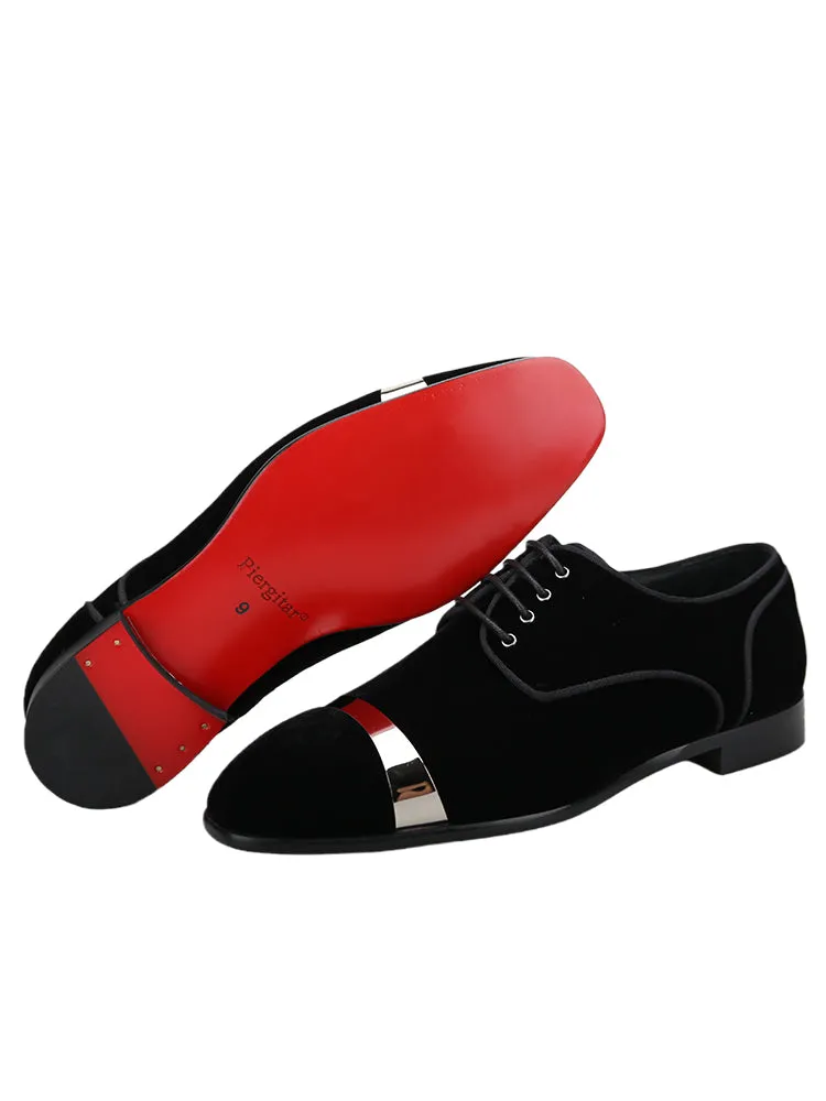 Hot-selling European and American lace-up square-toe loafers red outsole yuppie-style velvet Oxford shoes for men with breathable leather lining