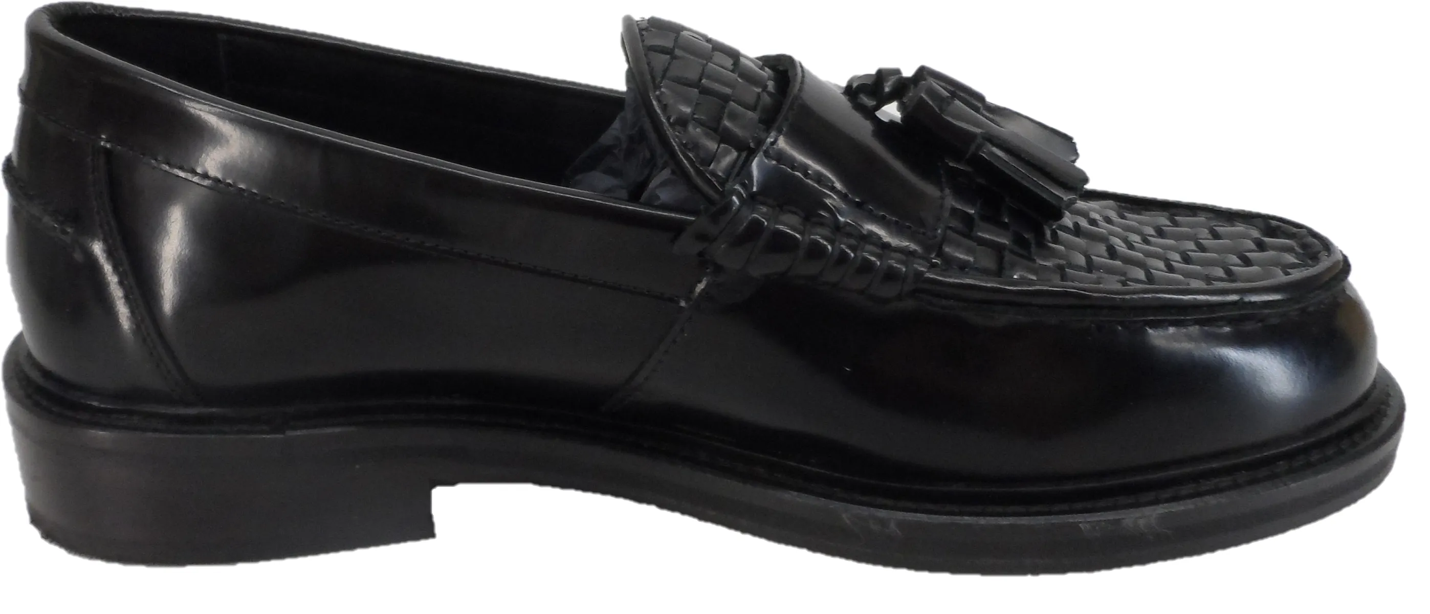 Ikon Original Black Real Weave Retro,Ska,Northern Soul Tassel Loafers