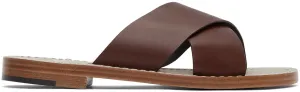 Isaia Brown Leather Strap Sandals