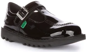 Kickers Kick T Velcro Patent In Black Patent For Kids