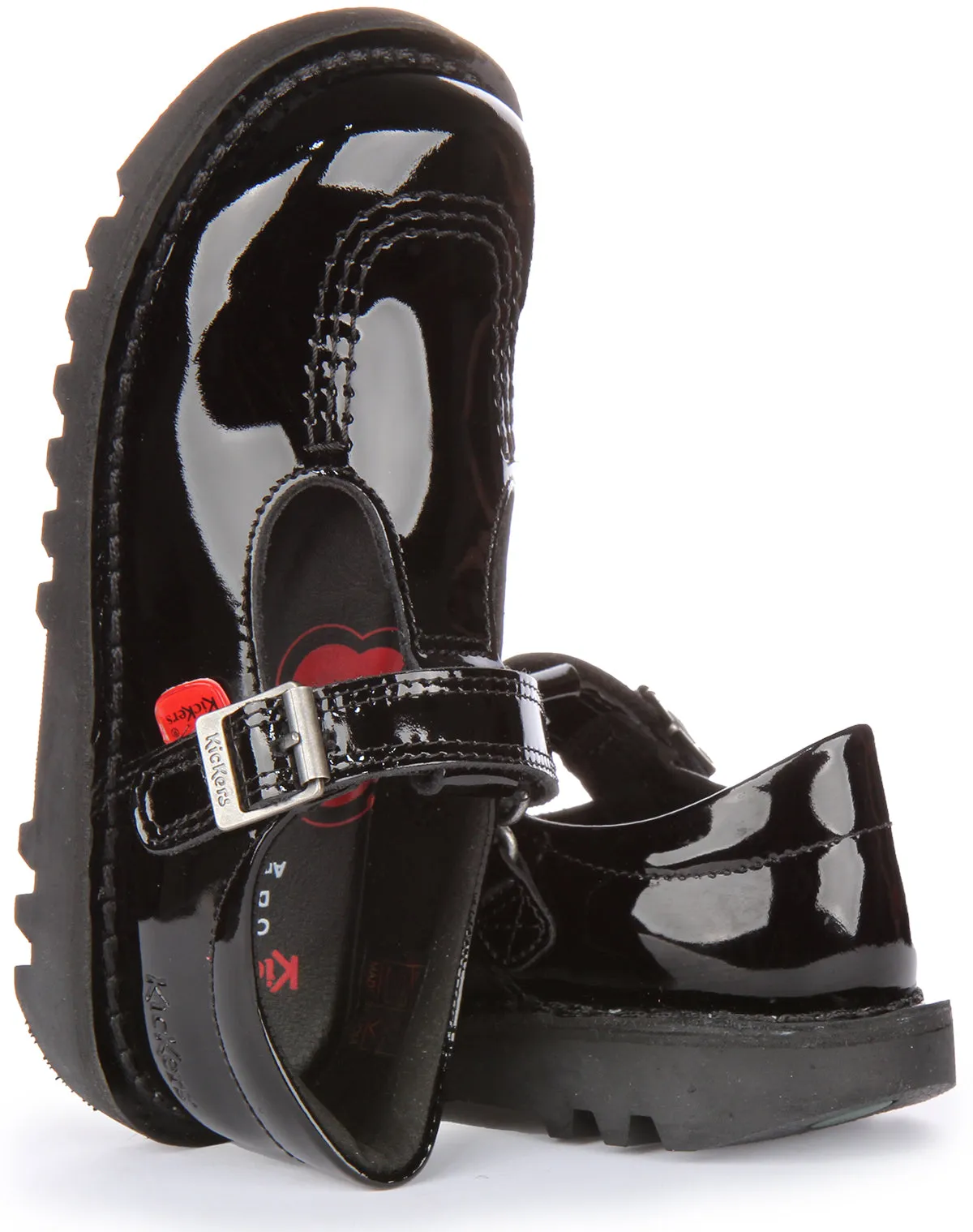 Kickers Kick T Velcro Patent In Black Patent For Kids