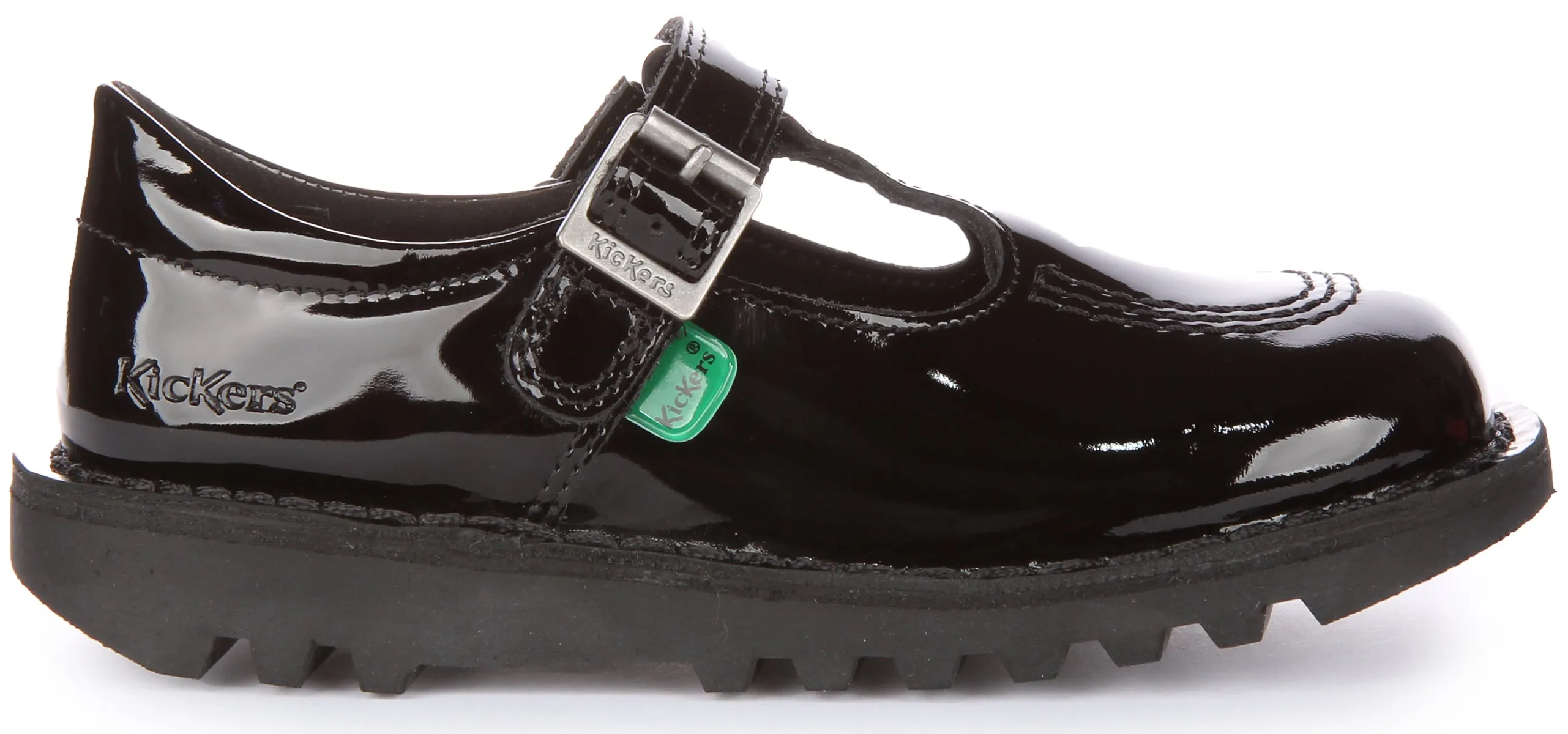 Kickers Kick T Velcro Patent In Black Patent For Kids