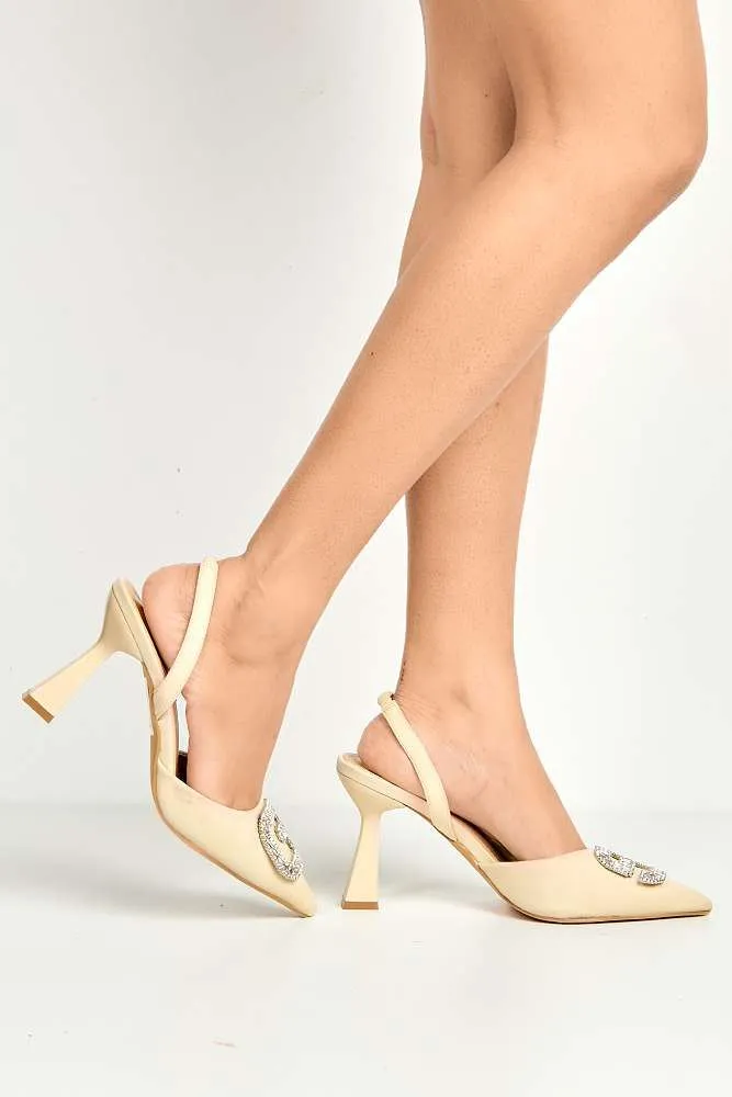 Kira G Diamante Broach P/toe Sandals in Nude