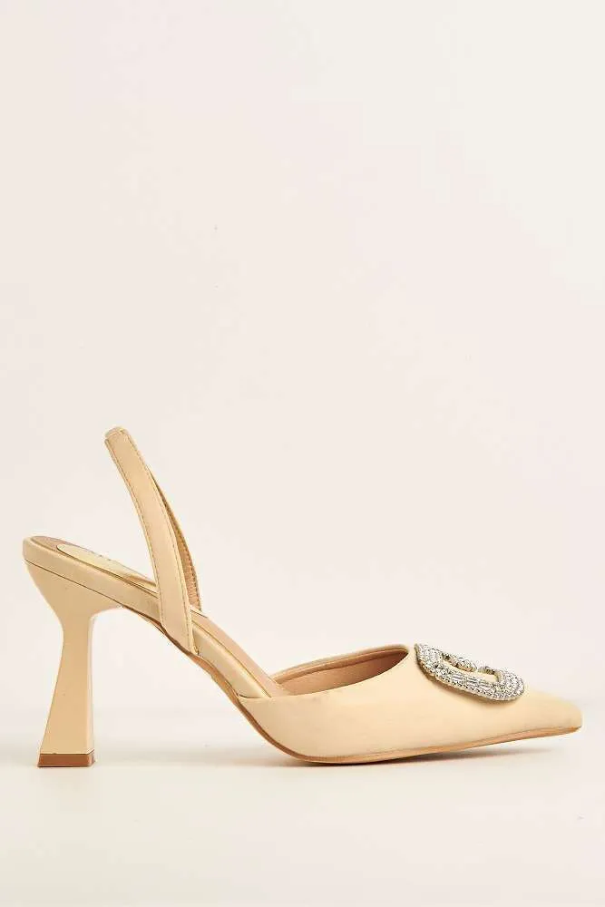 Kira G Diamante Broach P/toe Sandals in Nude