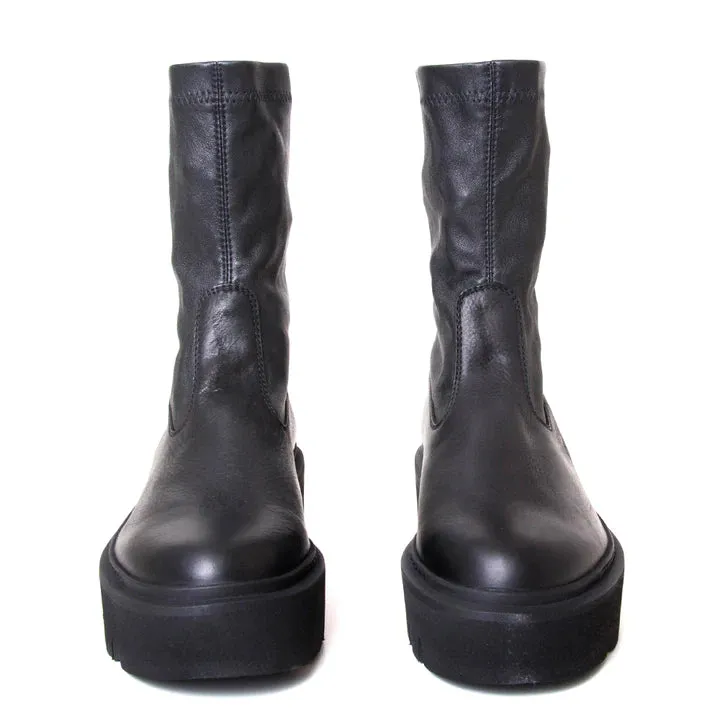Lofina - Leather Platform Boot - Black