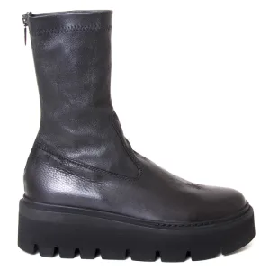 Lofina - Leather Platform Boot - Black