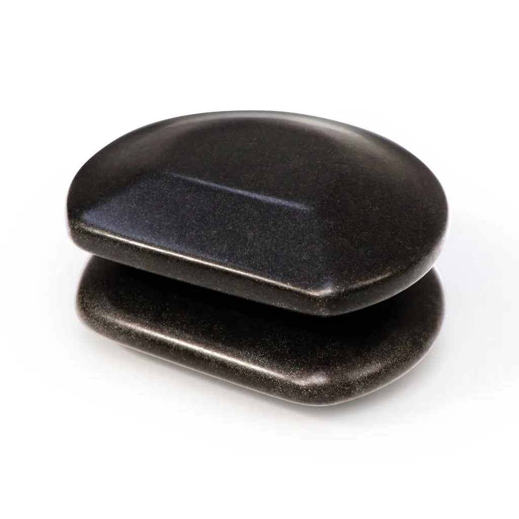 Master Massage Three Quarter 3/4 Round Balsalt Hot Massage Stone Rock Guasha 2 Piece Pack