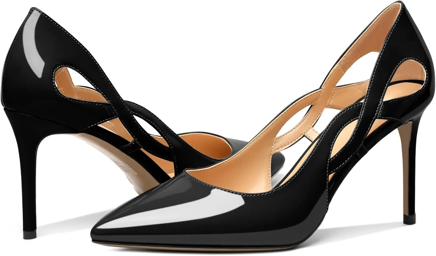 Mettesally Womens High Heel Pumps Pointed Closed Toe Heeled Shoes Stiletto High Heels Slip On Cross Strap Dress Party Shoes