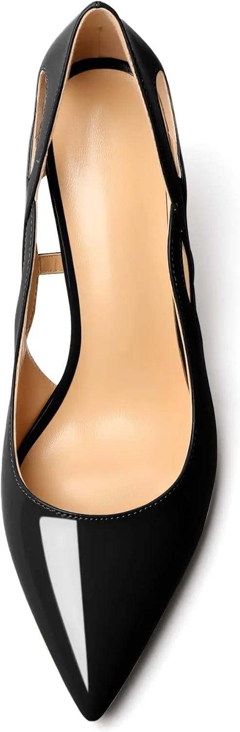 Mettesally Womens High Heel Pumps Pointed Closed Toe Heeled Shoes Stiletto High Heels Slip On Cross Strap Dress Party Shoes