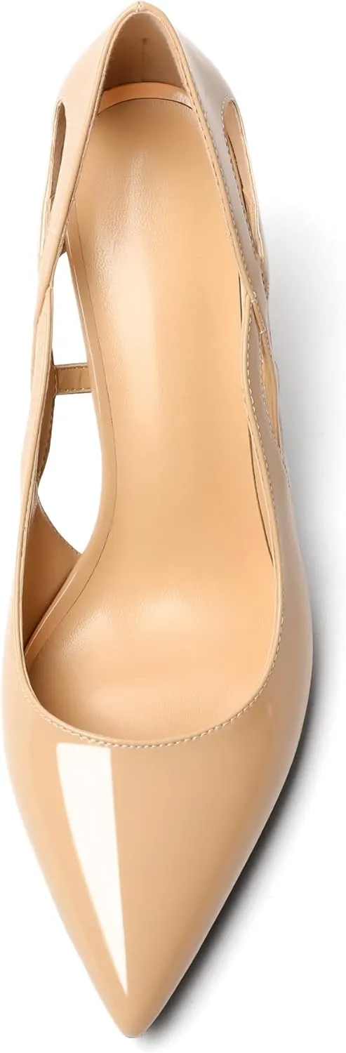 Mettesally Womens High Heel Pumps Pointed Closed Toe Heeled Shoes Stiletto High Heels Slip On Cross Strap Dress Party Shoes
