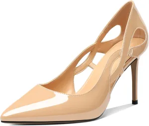 Mettesally Womens High Heel Pumps Pointed Closed Toe Heeled Shoes Stiletto High Heels Slip On Cross Strap Dress Party Shoes