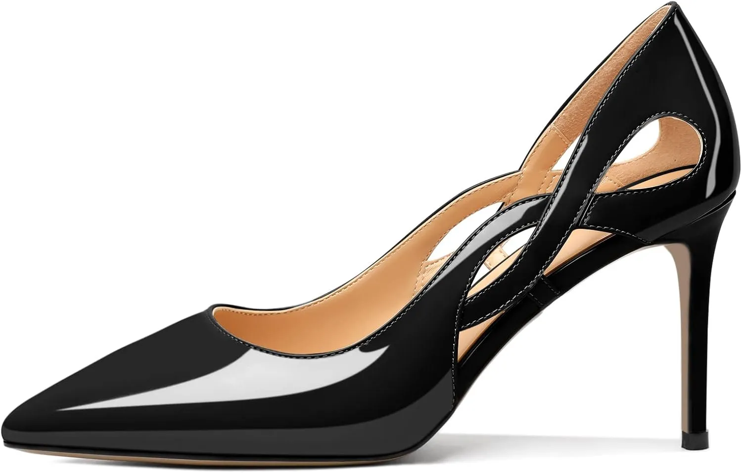Mettesally Womens High Heel Pumps Pointed Closed Toe Heeled Shoes Stiletto High Heels Slip On Cross Strap Dress Party Shoes