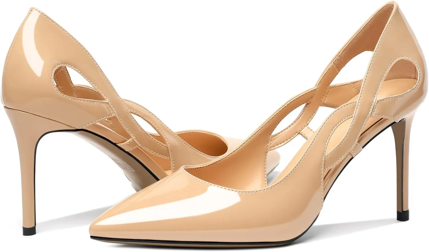 Mettesally Womens High Heel Pumps Pointed Closed Toe Heeled Shoes Stiletto High Heels Slip On Cross Strap Dress Party Shoes